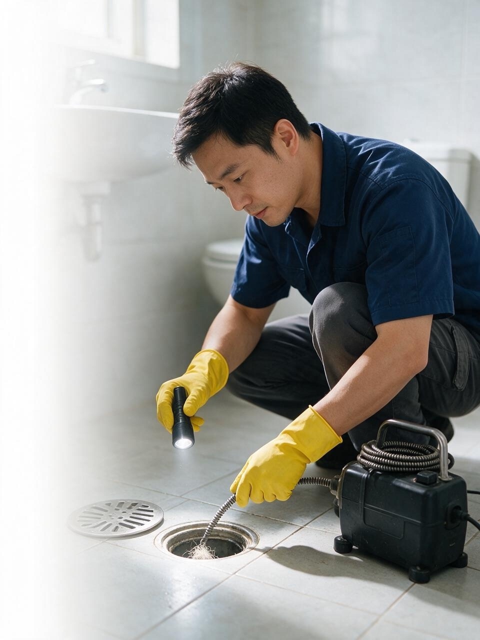 通渠師傅在住宅現場處理排水問題